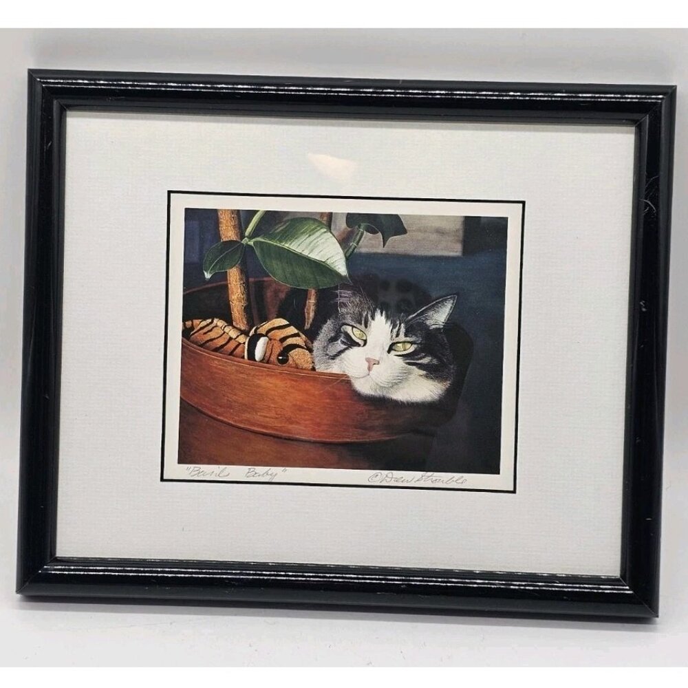 Cat In Basil Pot Signed And Numbered Art Print  Drew Strouble "Basil Buddy"